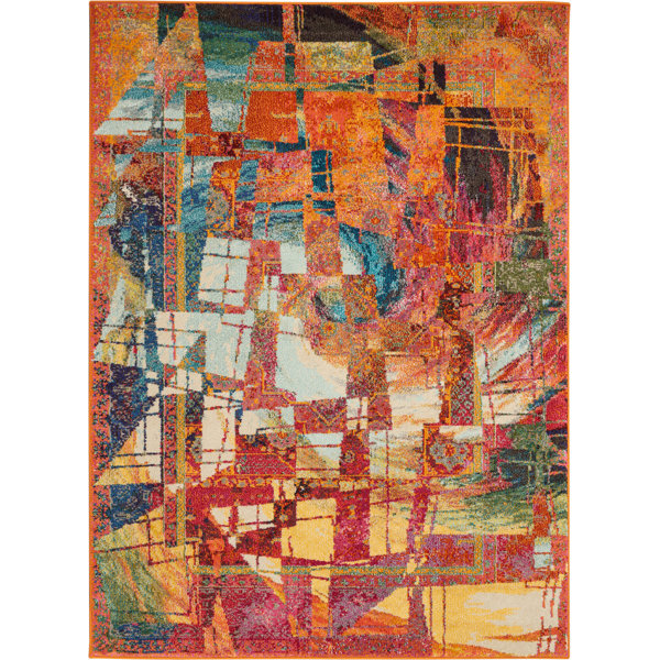 Ivy Bronx Velva Abstract Red/Green/Blue/Gold Area Rug & Reviews Wayfair